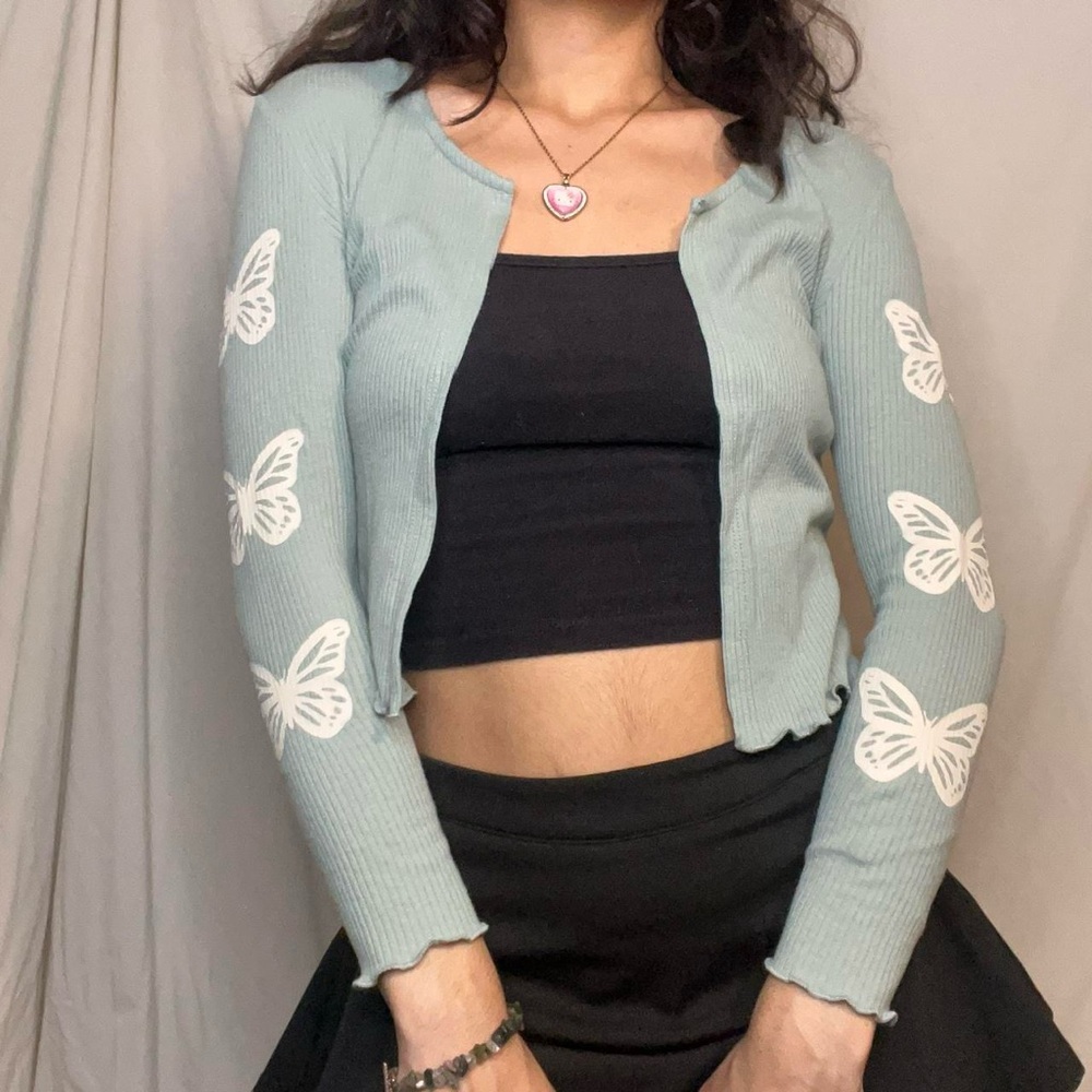 Wonder Nation Green Butterfly Print Cardigan